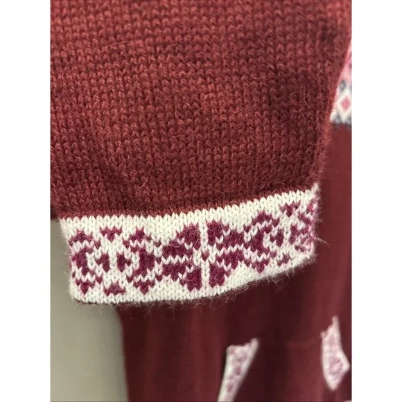 Artesania Hooded Pullover Fair Isle Sweater Lace Up Alpaca Women's Size L Peru - Picture 7 of 15